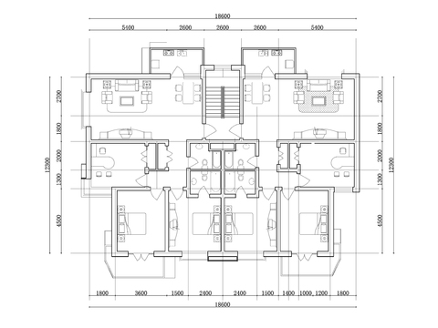  264m²公寓住宅cad平面图 