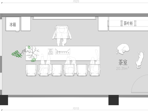  茶室cad平面图 