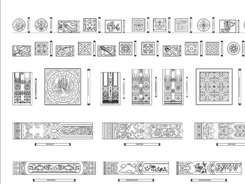  中式花纹雕花图案 