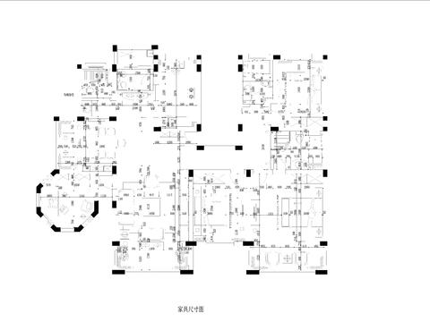  一套三室两厅一厨两卫样板房cad施工图 