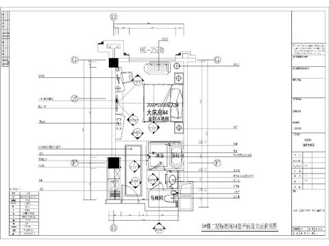  酒店大床房cad施工图 