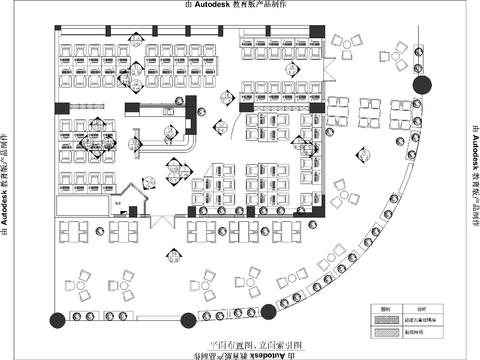  现代风网吧 室内设计cad平面图 