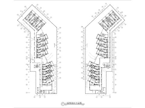  异型客房层cad平面图 