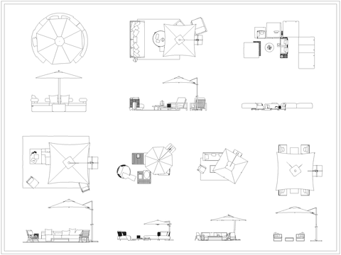  户外沙发座椅露营设施cad图库 