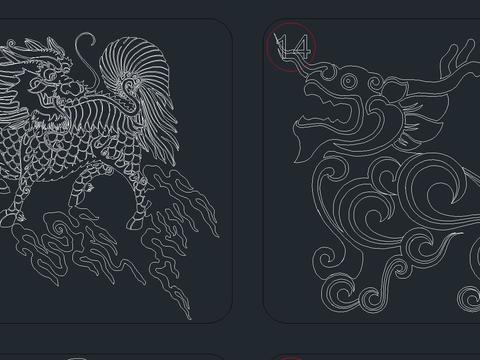  麒麟貔貅cad图库 