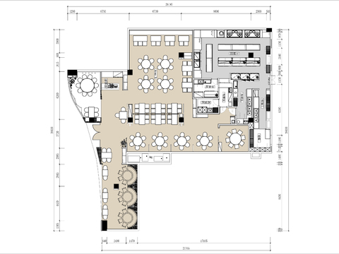  400㎡中餐厅cad平面图 