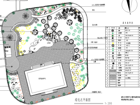  某村公園二期綠化cad施工圖 