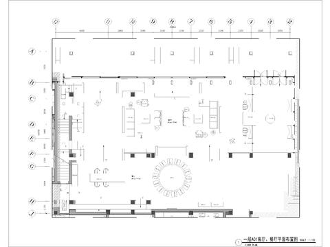  现代客餐厅平面cad施工图 