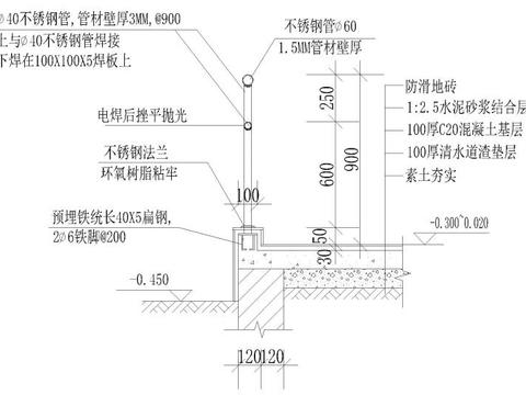  无障碍坡道,台阶坡道节点CAD详图 