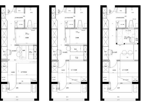  单身公寓布局方案CAD平面图 