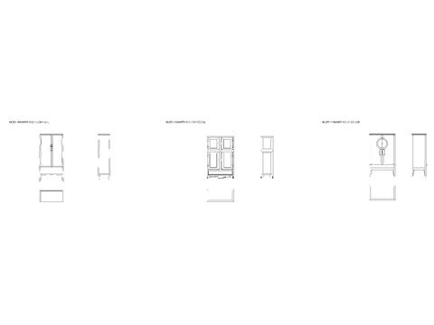  中式清代衣柜平面图 立面图 侧面cad图库 