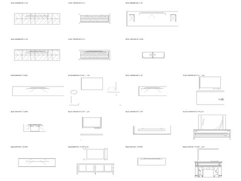  现代电视柜 美式电视柜平面图cad图库 