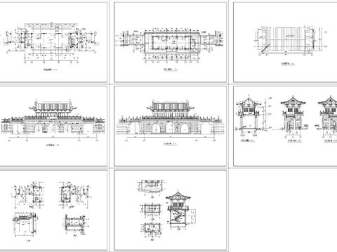  仿古城门建筑CAD施工图 