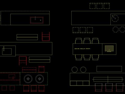  吧台 中岛台CAD施工图 