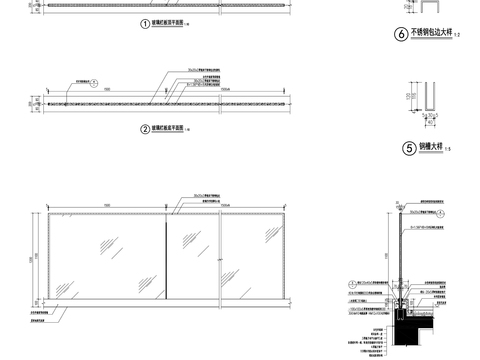  玻璃栏杆CAD详图 