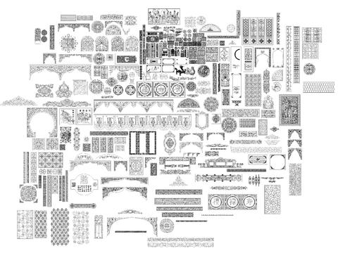  中式镂空雕花cad图库 