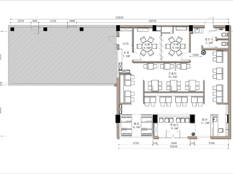  200㎡港式快餐店cad平面图 