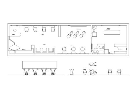 美發(fā)店平面cad施工圖 