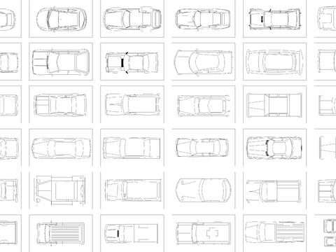  汽车平立侧面cad图库 