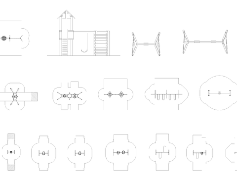  户外秋千cad图库 