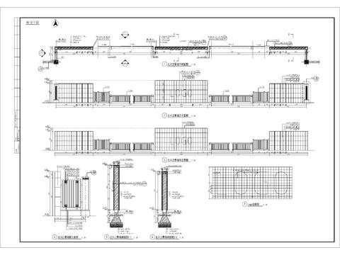 入口景墙闸机cad大样图 