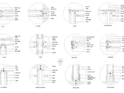  单层石膏板隔墙系统节点cad施工图 