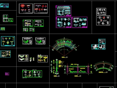  景观花架cad施工图 
