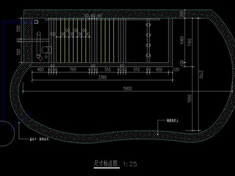 鱼池过滤池净化系统cad施工图 