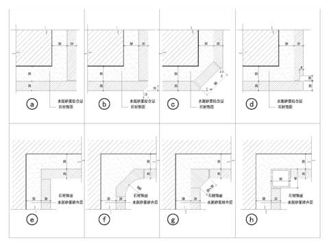  石材饰面铺贴cad大样图 