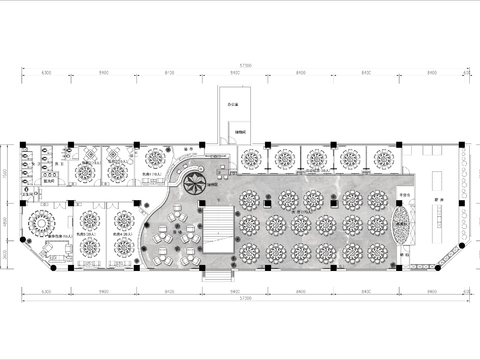  900㎡餐厅cad平面图 