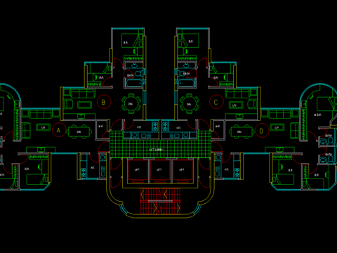  小区平层cad平面布置图 