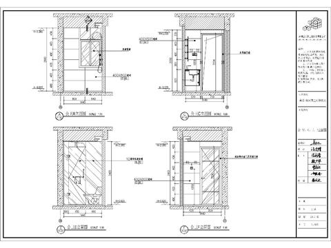  三居样板房装修cad施工图 