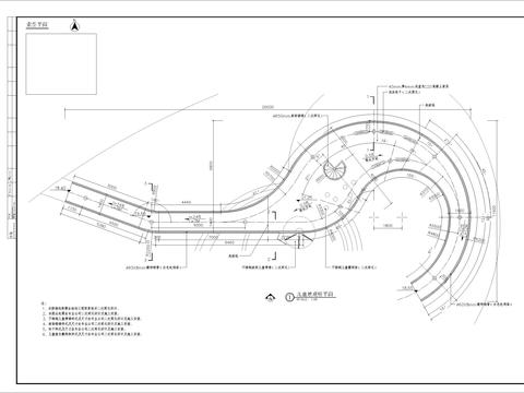  特色弯曲造型景桥细部CAD施工图 