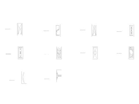  现代弧度纹理隔断 屏风cad图库 