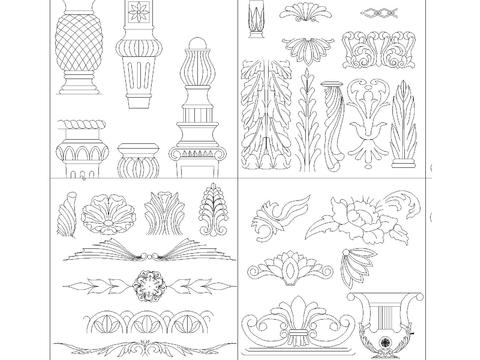  中式欧式雕花cad图库 