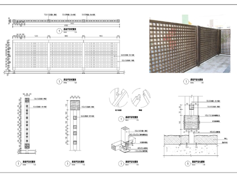  木格栅围挡cad大样图 