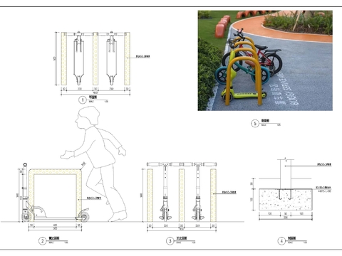  童车停车位cad施工图 