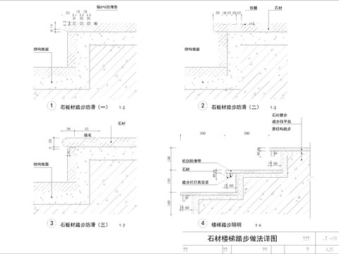  伸缩缝、踏步、干挂石材节点 CAD图库 