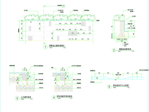  景观种植池及人行道道牙标准做法cad施工图 