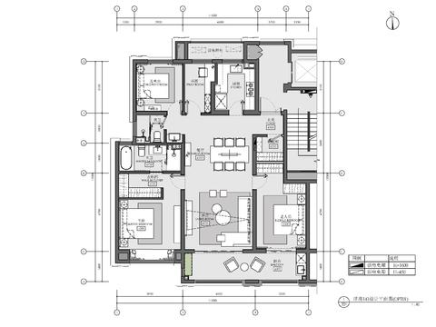  143㎡洋房样板间室内cad施工图 