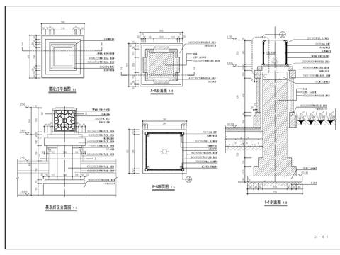  景观灯 花基cad大样图 