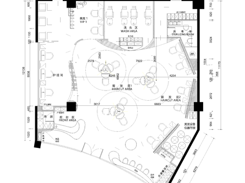  美發(fā)店CAD施工圖 