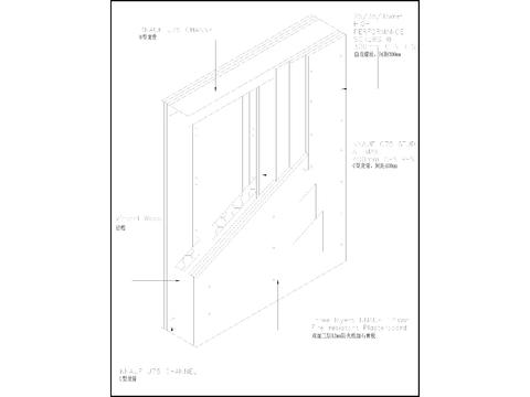  轻钢龙骨隔墙三维大样 