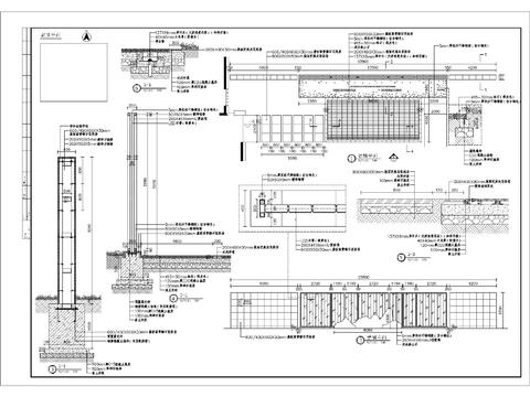  玻璃屏风细部CAD节点大样 