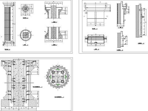  罗马柱石材干挂cad大详图 