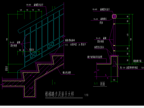  楼梯扶手节点大样 