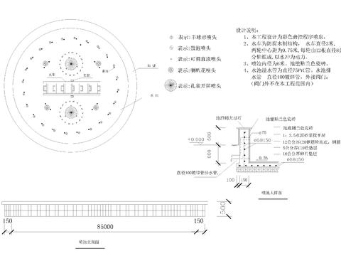  喷泉水车cad大样图 