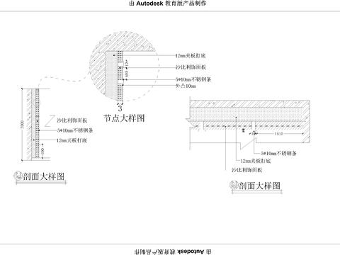  售楼部装修墙身cad大样图 