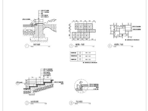  标准台阶 路道牙 铺装模块节点大样图 