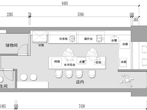  咖啡店 甜品店CAD平面圖 